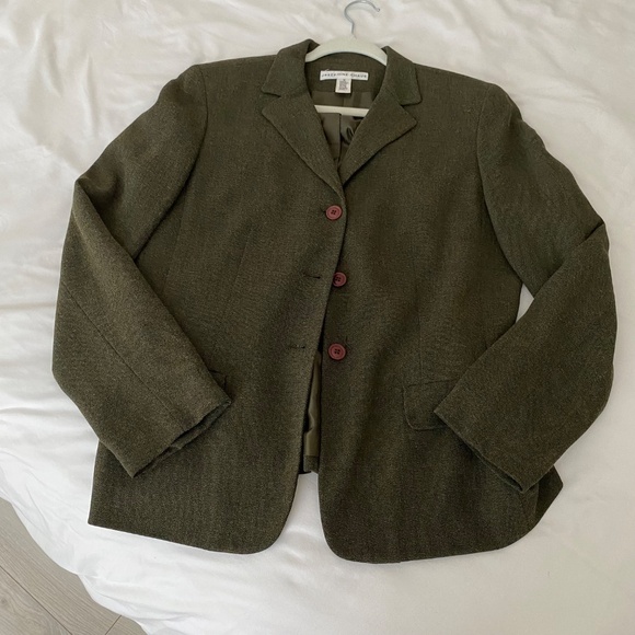 JOSEPHINE CHAUS Dark Olive Green Wool Blend Blazer Jacket - Picture 5 of 5